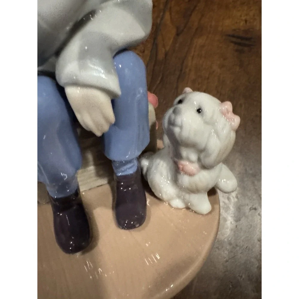 Clown & Poodle Bichon Dog‎ Porcelain Figurine PS Design 2002 Flower Blue Vintage